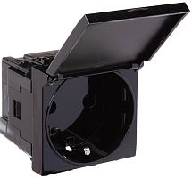 Розетка с заземлением модульная DKC Avanti 1-м. 2 мод. крышка шторки черный квадрат картинка